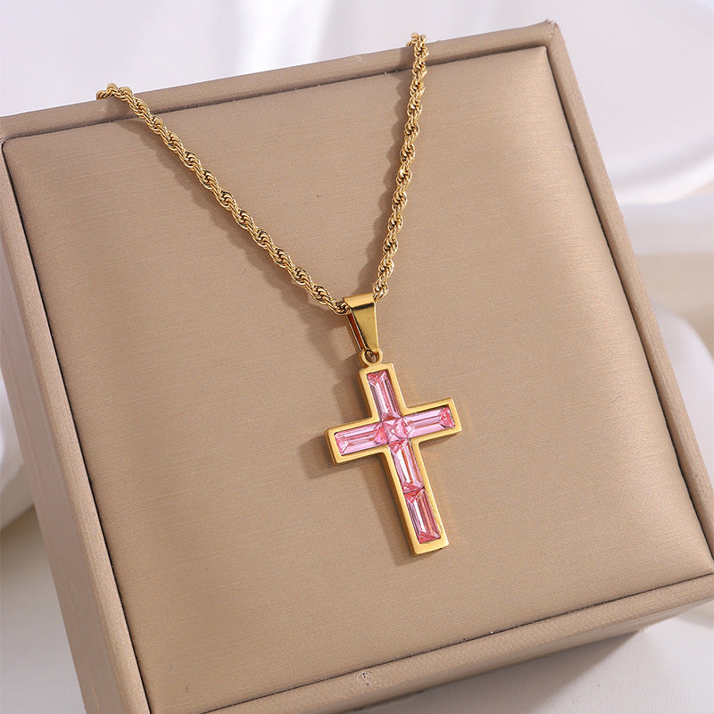 Jewel embedded cross pendant