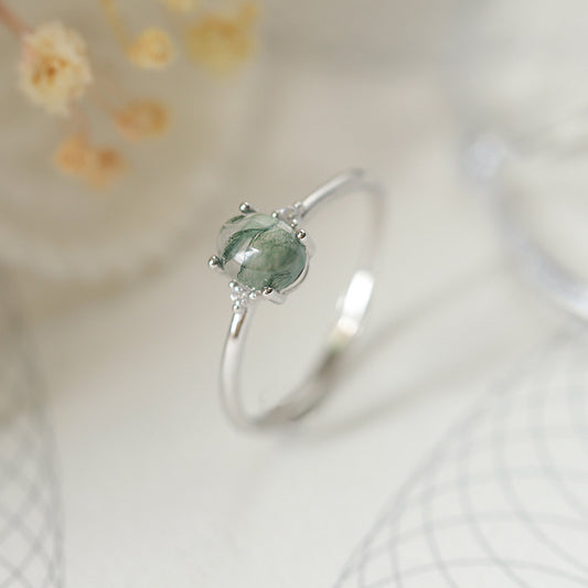 Sterling Silver Green Moss Ring