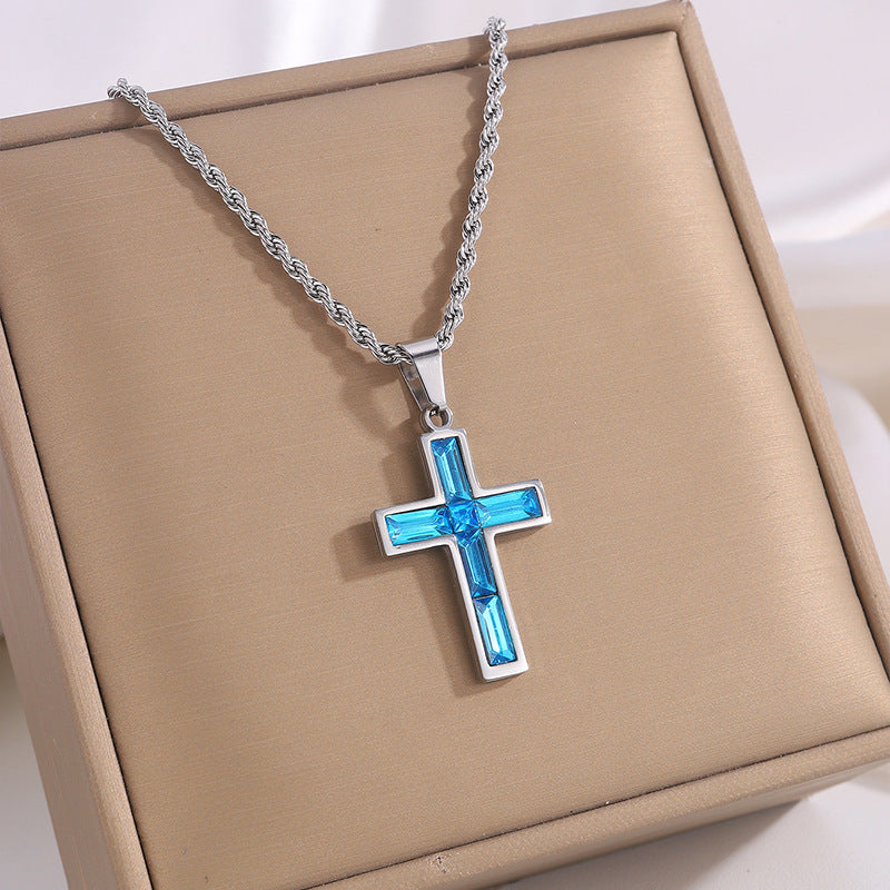 Jewel embedded cross pendant