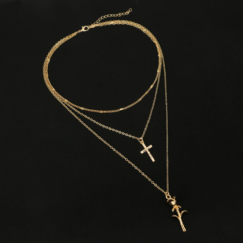 Rose Cross Necklace