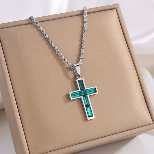 Jewel embedded cross pendant