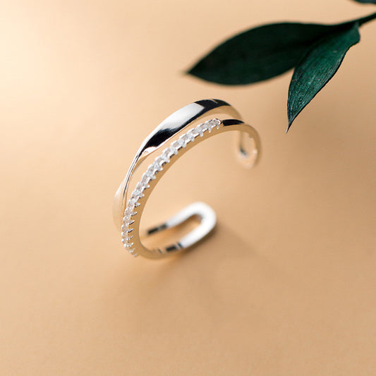 Twisted Double Row Silver Ring