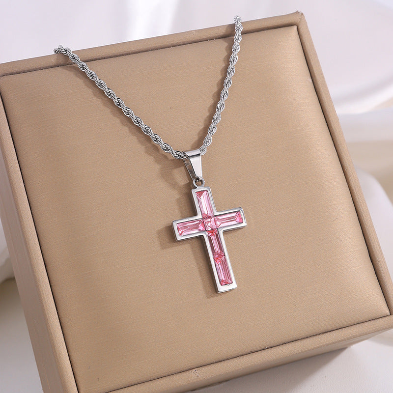 Jewel embedded cross pendant