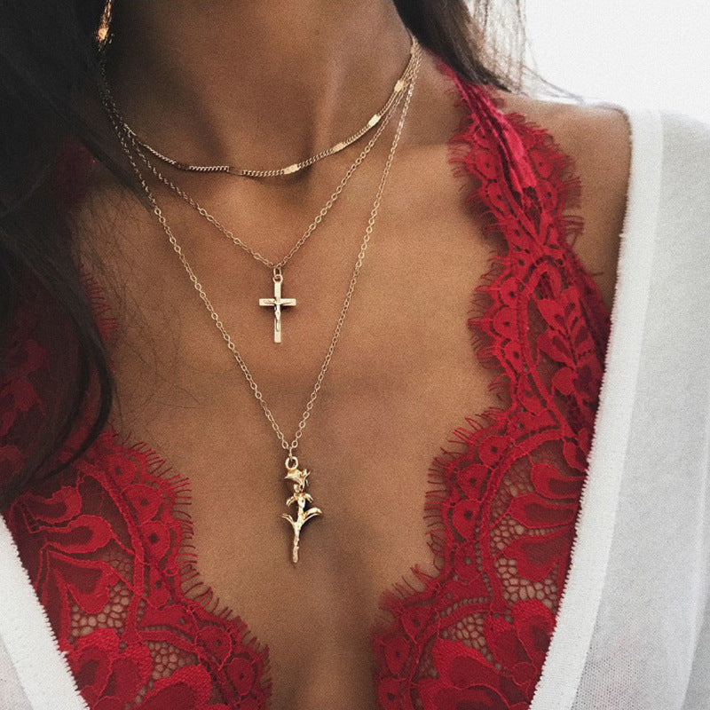 Rose Cross Necklace