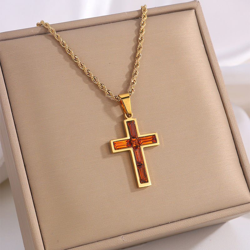 Jewel embedded cross pendant