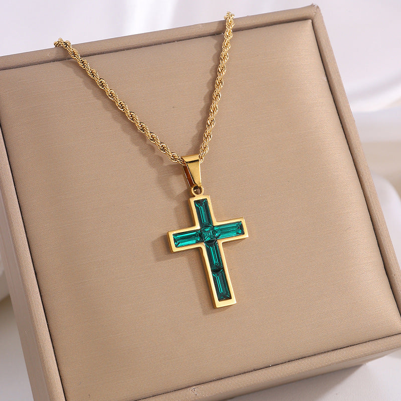 Jewel embedded cross pendant