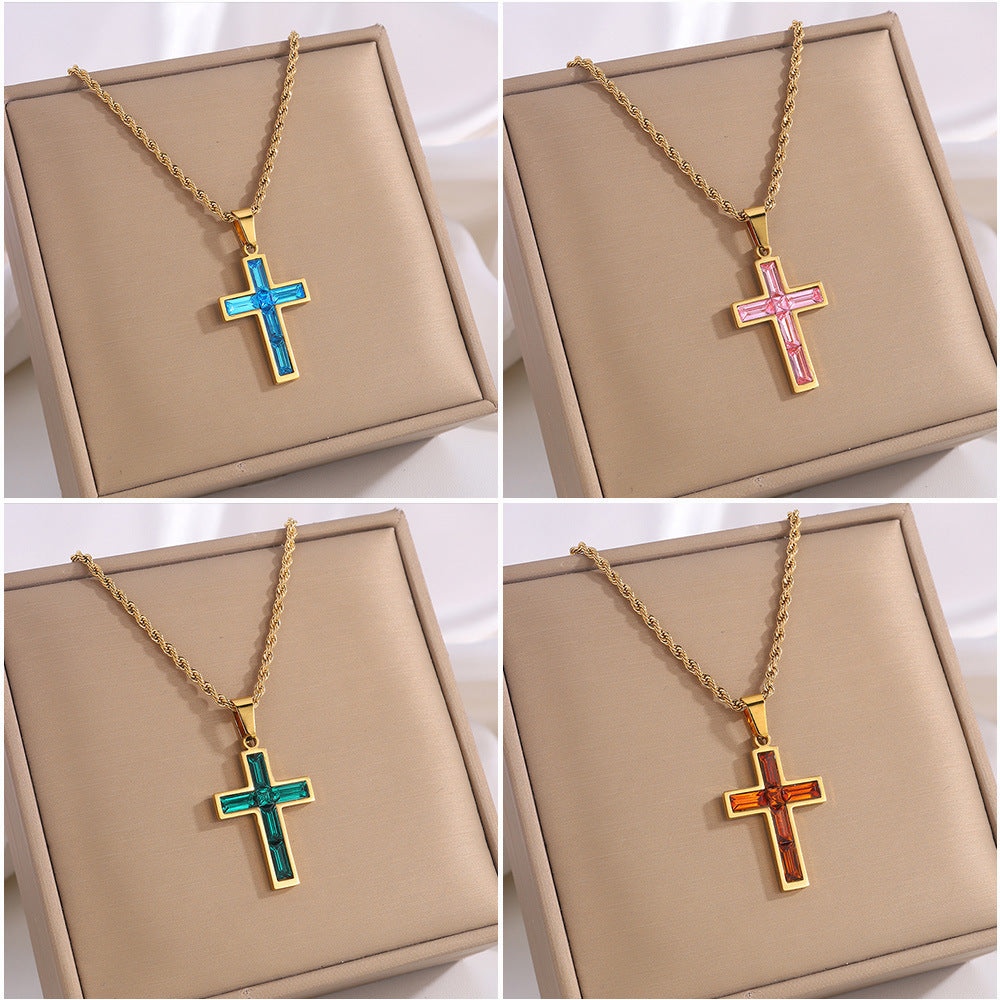 Jewel embedded cross pendant