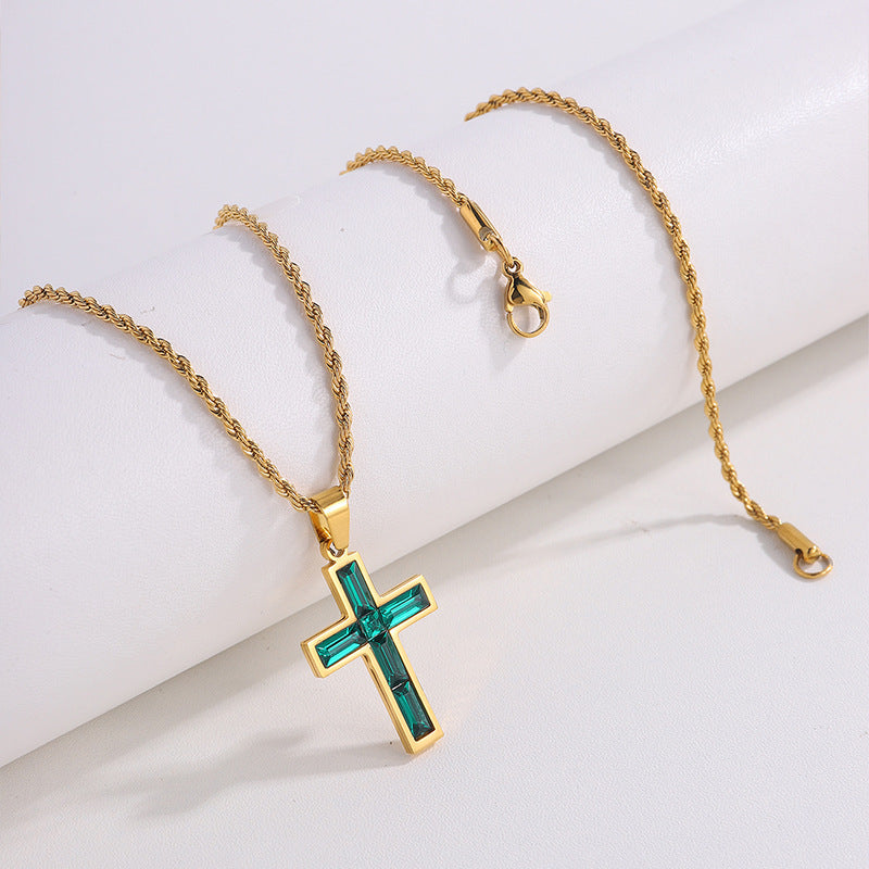 Jewel embedded cross pendant