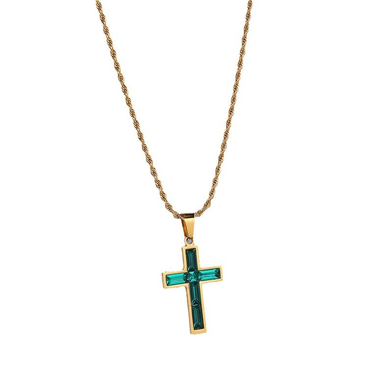 Jewel embedded cross pendant