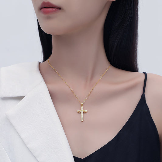 Wing Cross Diamond Necklace