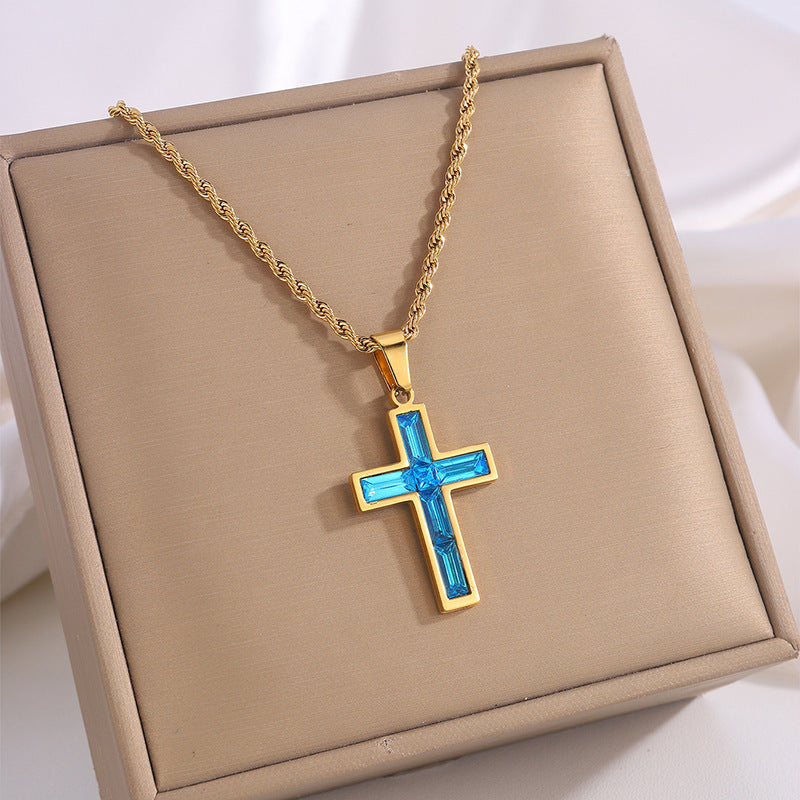 Jewel embedded cross pendant