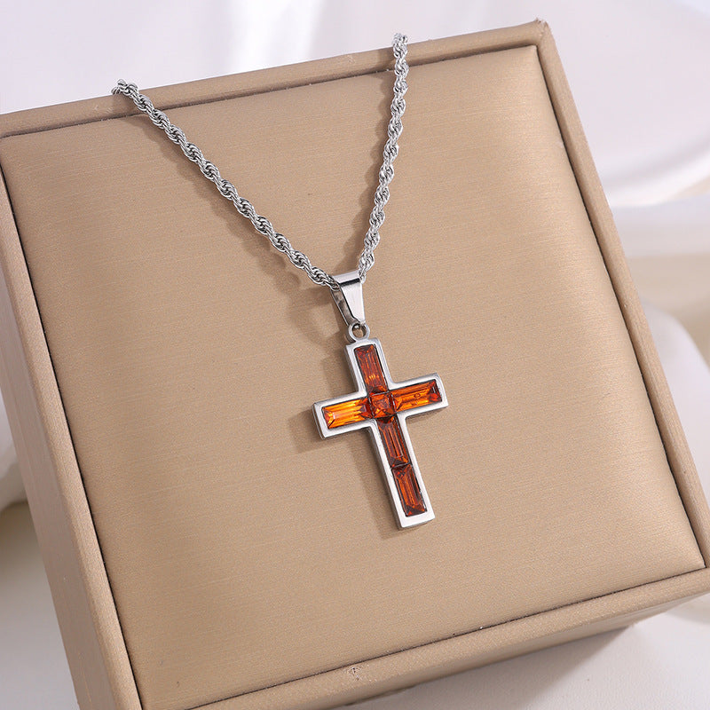 Jewel embedded cross pendant