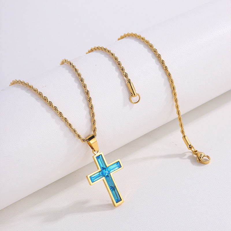 Jewel embedded cross pendant